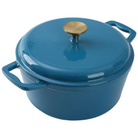 4.75qt Oven-Safe Cast Iron Ceramic Enamel Round Dutch Oven, Blue 4.75qt Oven-Safe Cast Iron Ceramic Enamel Round Dutch Oven, Blue